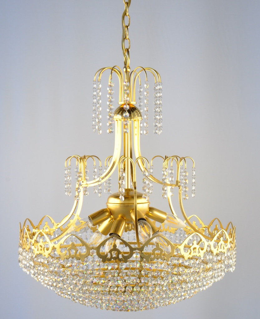 [002037/F8 Interlight] Asfour Crystal Chandelier 24K Gold Plate Finish