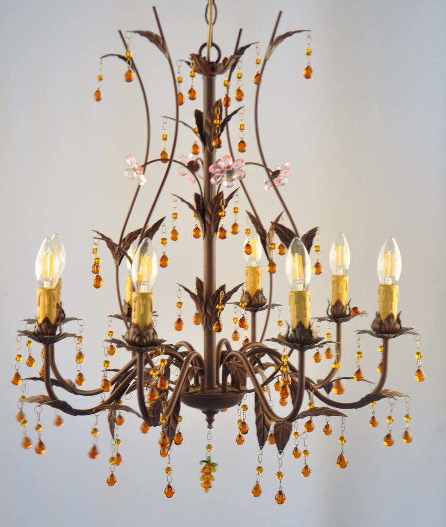 [MD9979-8 - interlight] Glass Color Crystal Chandelier Metal Finish
