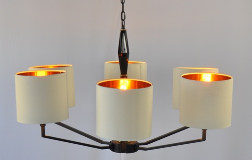 [GL11 - Interlight] Modern Chandelier Metal Finish With Off White Shade