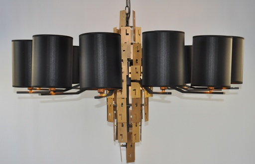 [GL3 - Interlight] Modern Chandelier Metal Finish With Black Shade