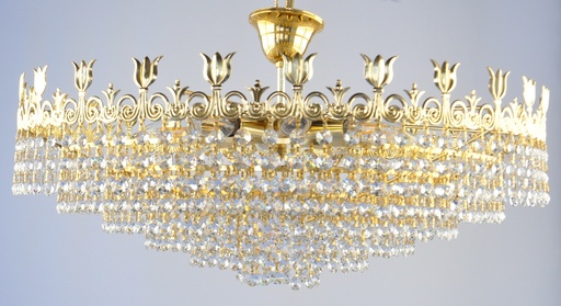 [200-20-60 Interlight] Asfour Crystal Chandelier 24K Gold Plated Finish