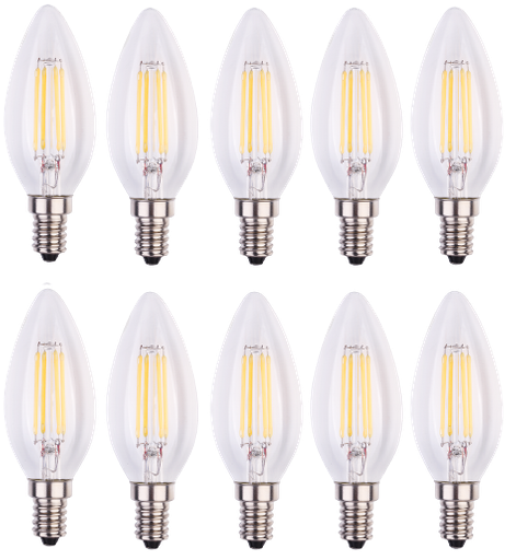 [ALD-BLC3504CG INT-FIL-E14-C35-4W-2700K-DIM] LED Filament Bulb C35 E14 - Pack of 10