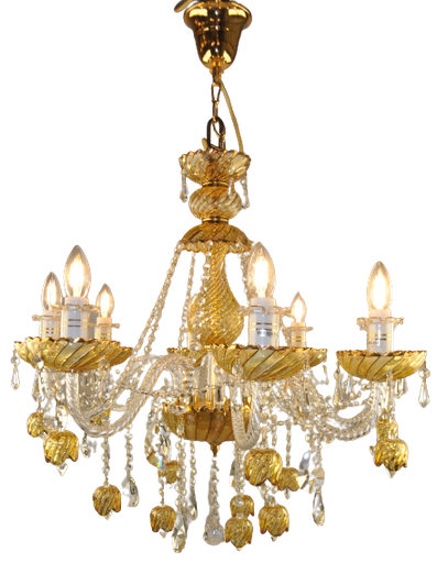 [XW-0724-8 Interlight] Asfour Crystal Chandelier Gold Glass Finish
