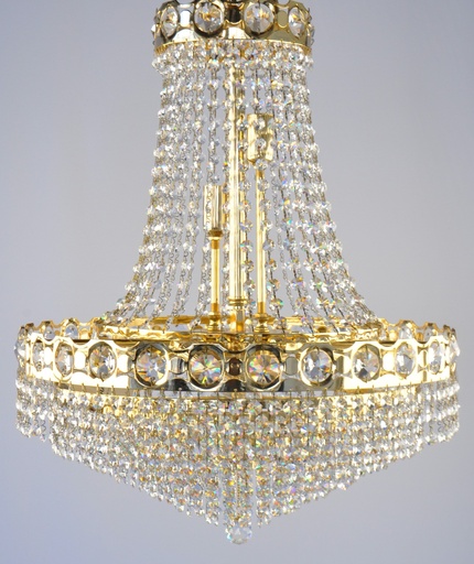 [685/50 Interlight] Asfour Crystal Chandelier 24K Gold Plate Finish