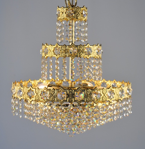 [27501 Interlight] Asfour Crystal Chandelier 24K Gold Plated Finish