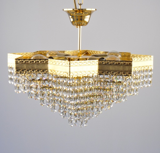 [4822-530-42 Interlight] Asfour Crystal Chandelier 24K Gold Plated Finish