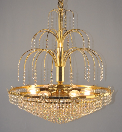 [27553/60 Interlight] Asfour Crystal Chandelier 24K Gold Plated Finish