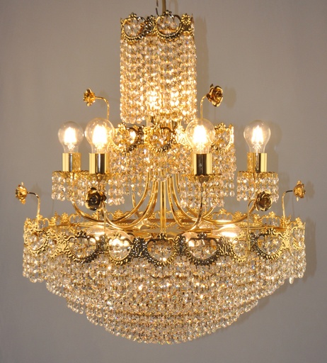 [35/60 Interlight] Asfour Crystal Chandelier 24K Gold Plated Finish
