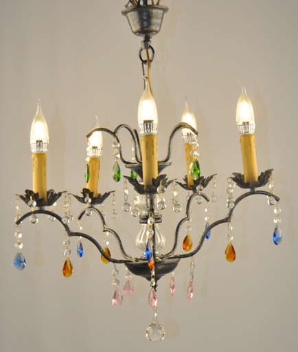 [INT-L-00018 Interlight] Glass Color Crystal Chandelier Metal Finish