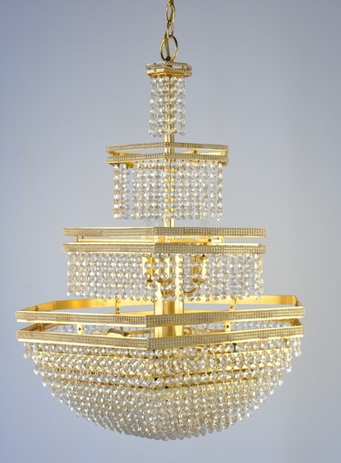 [1249/60 Interlight] Asfour Crystal Chandelier 24K Gold Plated Finish