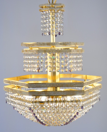 [1249/45 Interlight] Asfour Crystal Chandelier 24K Gold Plated Finish