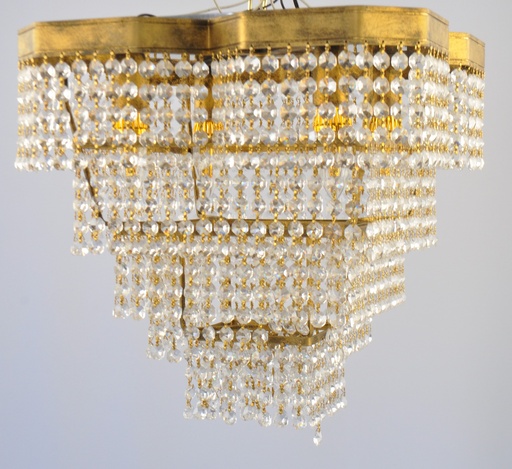 [009 Interlight] Asfour Crystal Chandelier 24K Gold Plated Finish