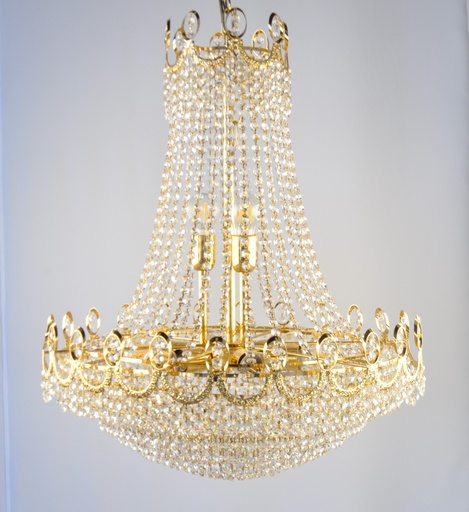 [Impero 1015/60 Interlight] Asfour Crystal Chandelier 24K Gold Plated Finish