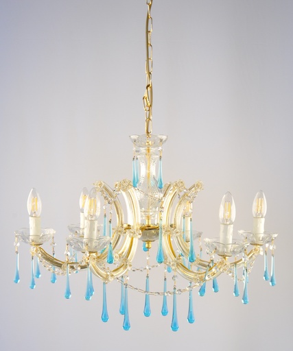 [Crystal Blue Interlight] Glass Colour Crystal Chandelier Glass Finish