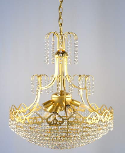 [002037/F8 Interlight] Asfour Crystal Chandelier 24K Gold Plate Finish