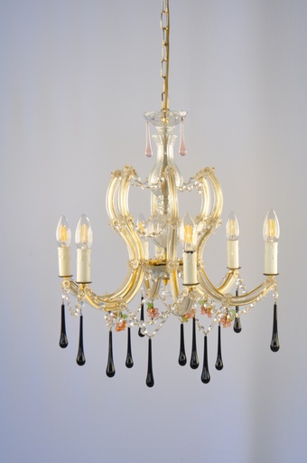 [SAX/6/2450/Drops Frutto Interlight] Crystal Chandelier Glass Finish