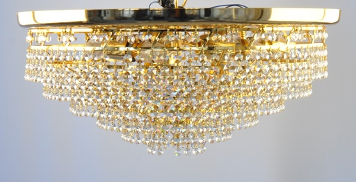 [1002 Interlight] Asfour Crystal Chandelier 24K Gold Plate Finish