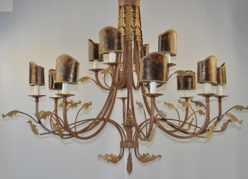 [MD20015-8+4 - Interlight] Chandelier Metal Finish With Plastic Brown Shade