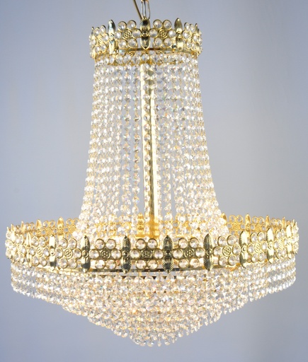 [Frame - 505 - Interlight] Asfour Crystal Chandelier 24K Gold Plate Finish